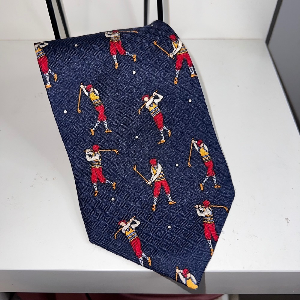 Payne Stewart Golf Tie Novelty Golfers‎ Pattern Necktie Silk Blend Mens Gift